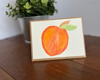 Watercolor Peach, Blank Greeting Card