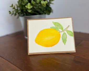Watercolor Lemon, Blank Greeting Card