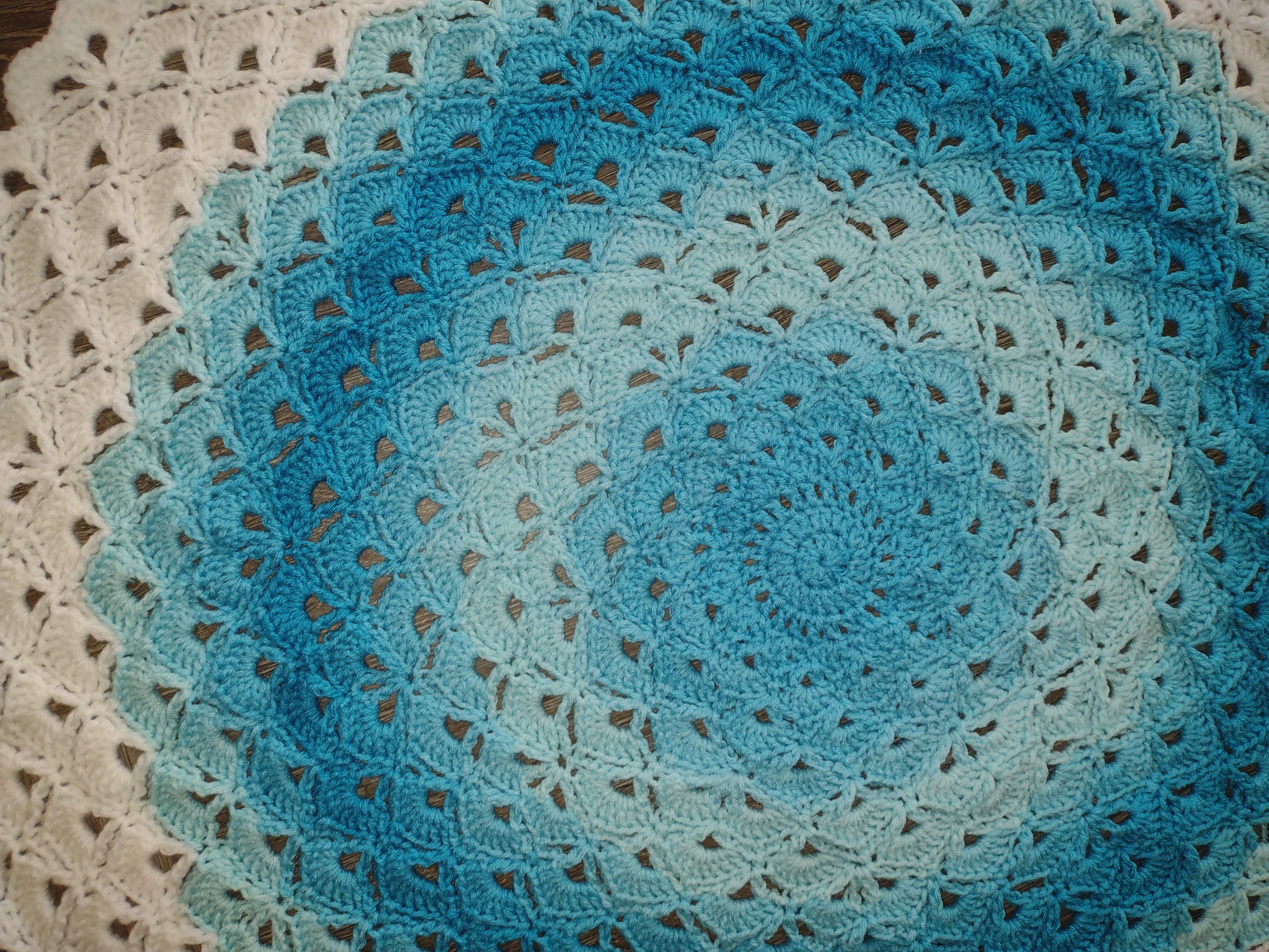 Blue Ombre Lotus Stitch Crochet Throw Blanket Etsy