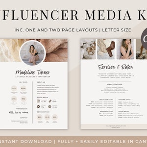 Kit de mídia do influenciador para Canva, modelo de mídia social, kit de embaixador da marca, gerente de mídia social, tabela de preços do influenciador, kit de mídia do Tiktok,