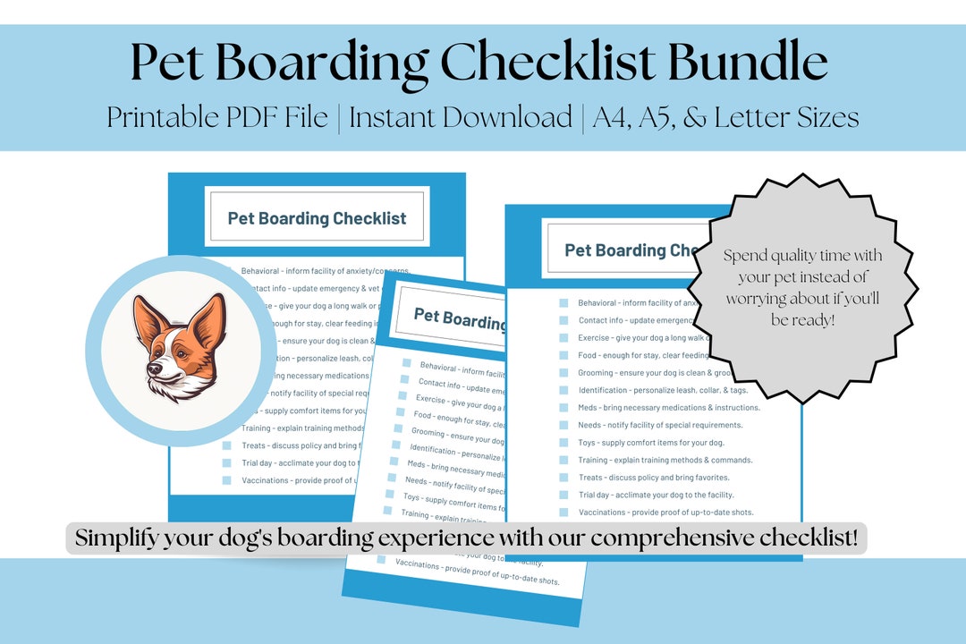Pet Boarding Checklist Pet Boarding Checklist