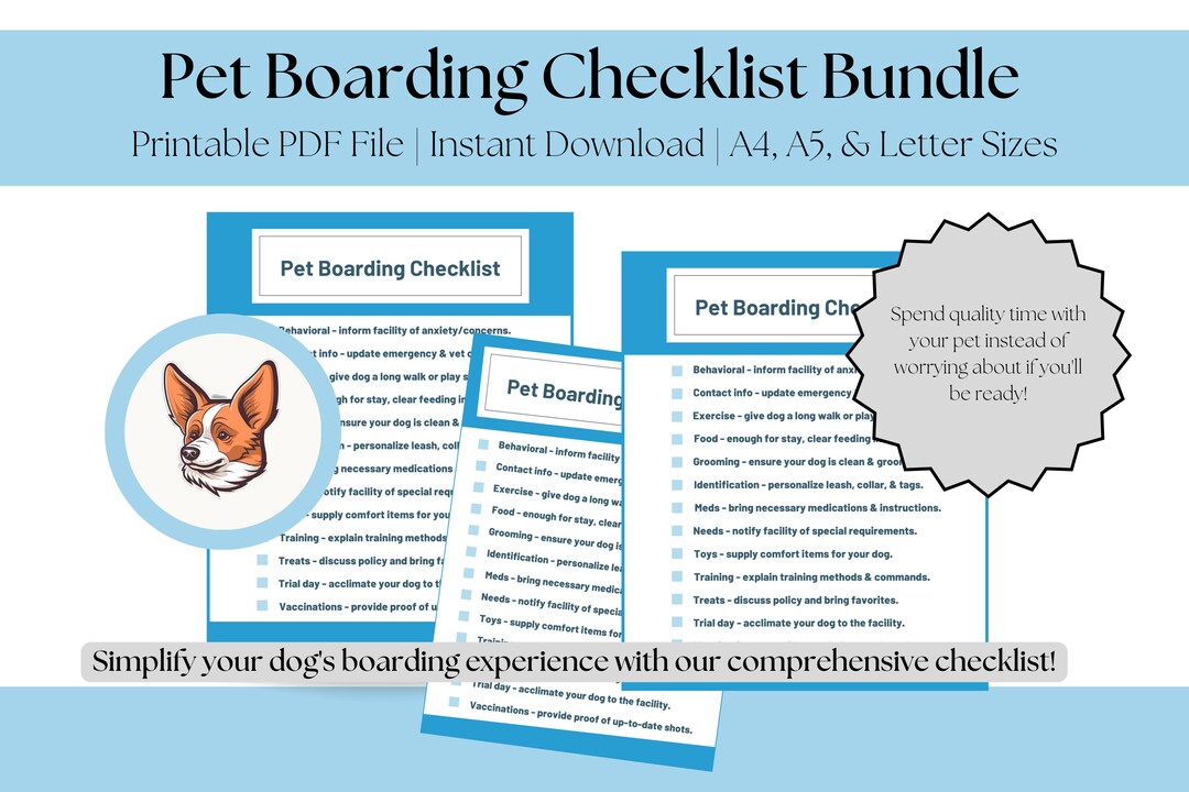 Printable Pet Boarding Checklist Complete Dog Boarding Essentials
