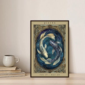 Pisces Zodiac Wall Art Print, Dreamy Astrology Artwork, Boho Pisces Décor Poster, Mystical Star Sign Art, Pisces Gift for Astrology Lovers