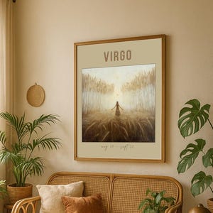 Virgo Zodiac Digital Print for Wall Art, Spiritual Virgo Season Decor, Nature Inspired Astrology Poster Gift for Earth Sign Lovers