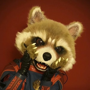 Guardians of the Galaxy Rocket Raccoon custom cosplay fursuit  Faux Fur Rocket Raccoon Mask, handmade