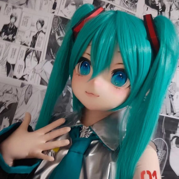 Cosplay Hatsune Miku Kigurumi Head Shell Cosplay Hair, clothing， Halloween Cos