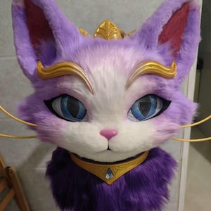 Cosplay LOL Yuumi die zauberhafte Katze pelzigen fursuit kopf, Fursuit maske, Furry, Fursuit, furry, fursuit maske, Fursona, Furry art , ktcatvintage