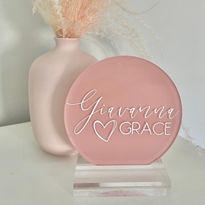 Acrylic Baby Girl Sign Personalized Name Sign Custom Name Announcement Pink Nursery Sign Heart Decor Baby Shower Gift Baby Hospital Photo