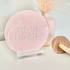 Blush Baby Name Sign Minimal Girl Nursery Decor Welcome Baby Name Sign Acrylic Baby Name Announcement Pregnancy Announcement Gender Reveal