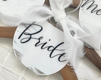 Personalized Bride Hanger Tag Custom Bridal Hanger Bridal Party Hanger Gift for Bride Wedding Day Hanger Bridal Gift Wedding Dress Hanger