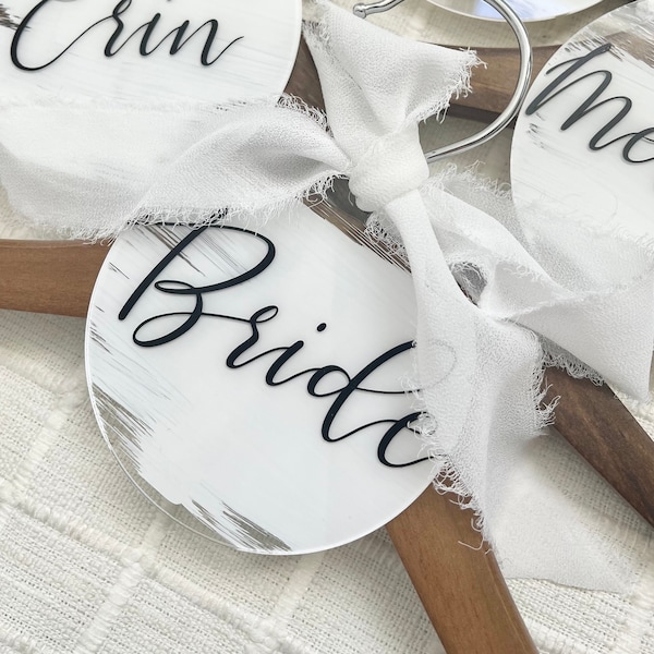 Personalized Bride Hanger Tag Custom Bridal Hanger Bridal Party Hanger Gift for Bride Wedding Day Hanger Bridal Gift Wedding Dress Hanger