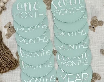 Baby Monthly Milestone Markers Round Acrylic Milestone Discs Acrylic Monthly Milestone Cards Baby Monthly Photo Prop Babys First Year Photos