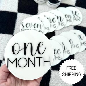 Baby Monthly Milestone Marker Acrylic Milestone Disc Black and White ...