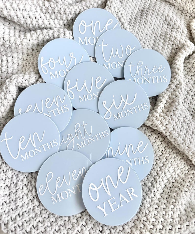 Acrylic Milestone Disc Baby Boy Milestones Sky Blue Milestone Cards ...