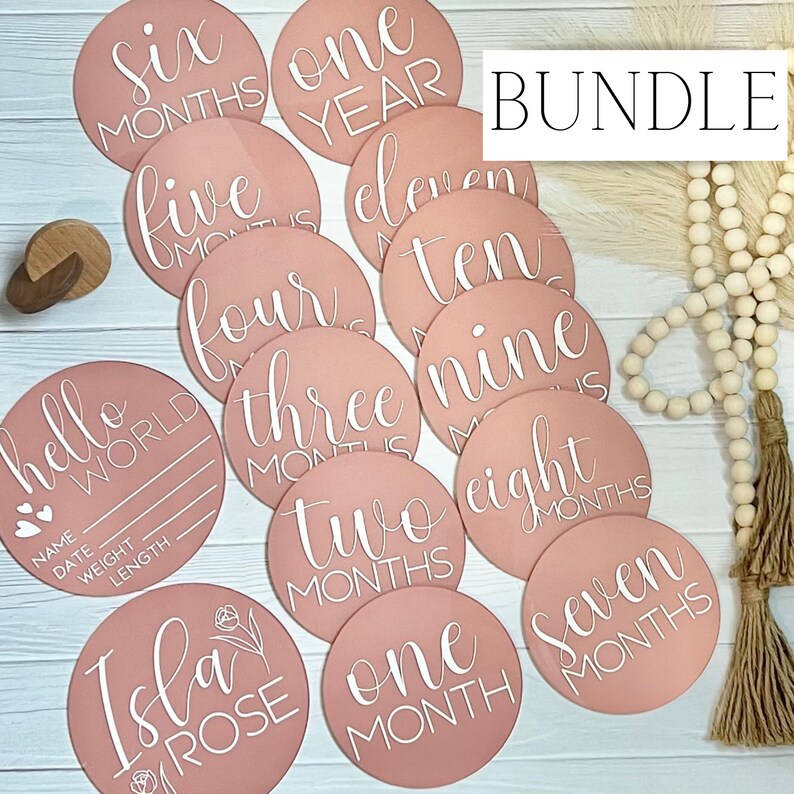 Baby Monthly Milestone Marker Acrylic Baby Milestone Photo Prop Year of ...