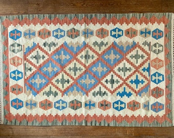 Persian kilim rug in pure wool (100% vegetable dyes), hand-woven (165x102cm)