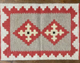 Persian kilim rug in pure wool (100% vegetable dyes), hand-woven (68x40cm)