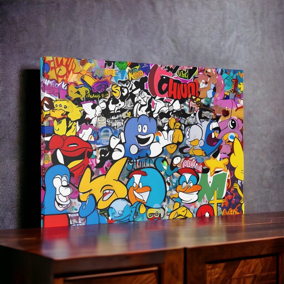 LEGACYART Cartoon Graffiti Wall Art Canvas Cartoon Canvas Etsy