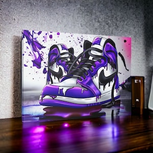 LEGACYART Purple Dripping Jordan 1 Canvas Sneaker Wall art Nike