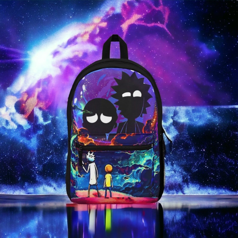 Rick and Morty Backpack, Aesthetic Backpack, Purple Backpack, Cartoon