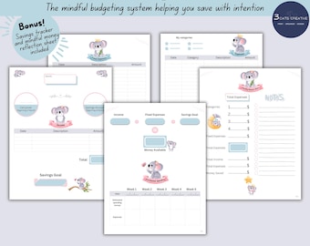 Kakeibo Budget Planner: Koala-Themed Monthly Expense Tracker (PDF Download)