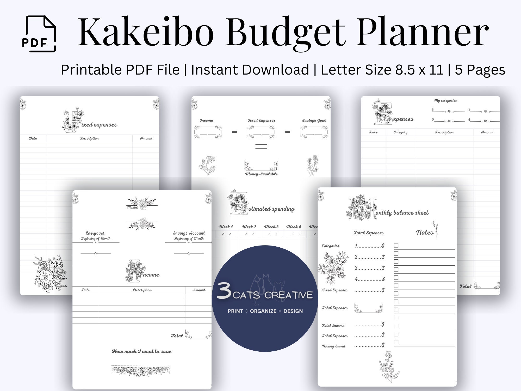 Kakeibo Budget Book: Personal expense journal tracker - monthy