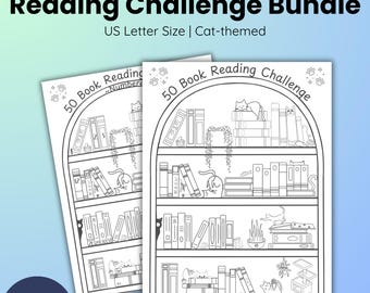 Cat Reading Tracker Printable: Cozy Bookshelf Challenge (PDF Download)
