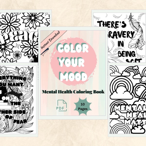 Mental Health Coloring Pages - Etsy