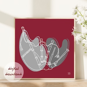 Boho Wall Mural Abstract Line Art Poster in Soft Colors Minimalist Digital Item for Instant Download Square Design