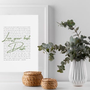 The Dash - Linda Ellis - Live Your Best Dash Print - Download digital em A5 A4 A3 - Verde - Viva a vida - Mensagem edificante Women Mindfulness