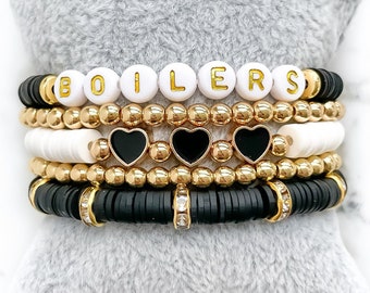 Boilers Bracelet Set with Optional 14K Gold Plated Bead Bracelets | Boiler Up | Game Day Bracelet | Care Package Gift