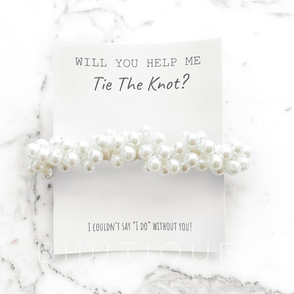Bridesmaid Proposal Pearl Hair Tie Favor Cards | Bridesmaid Gifts | Bridesmaid Box | Will You Help Me Tie The Knot?