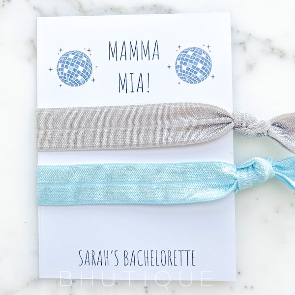 Mamma Mia Bachelorette Party Hair Ties | Blue Hair Ties | Last Disco Bachelorette Theme | Bachelorette Gift | Bachelorette Favor