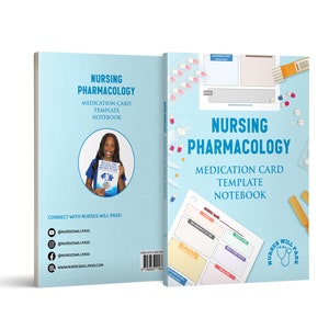 Cuaderno de notas para tarjetas de medicación de farmacología de enfermería / 120 páginas en blanco para tarjetas de medicación / Herramienta de estudio esencial / Envío