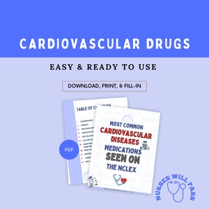 Cardiovasculaire farmacologie voor verpleegkundige succes: 150+ pagina's tellende medicatiestudiegids met gedetailleerde informatie over geneesmiddelen | Gratis bonusdownload!