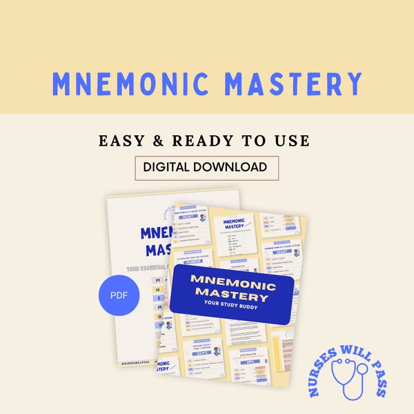 Dominio mnemónico: su caja de herramientas mnemónicas para enfermeras / Descarga digital l Más de 50 mnemónicos