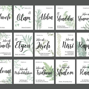 Nombres de Dios-posters (posters met namen van God) - set van 15 inch