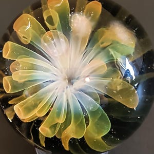Glass Marble/ Handmade/ Silver and Gold Fumed