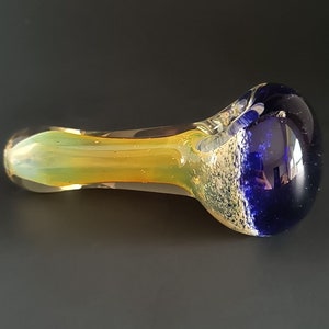 Handmade Color Changing Glass Spoon Pipe / Pocket Pipe / Silver Fumed