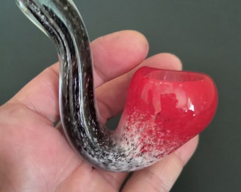Handmade Glass Sherlock with Black, Cherry Red and Star White Frit on the Inside