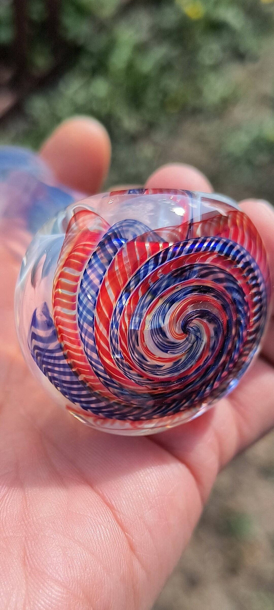 Thick Color Changing Pipe With Ruby Red and Cobalt Blue Inside Out