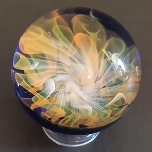 Glass Marble/ Handmade/ Silver and Gold Fumed