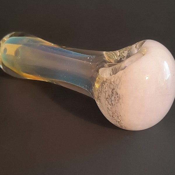 Handmade Color Changing Glass Spoon Pipe / Pocket Pipe / Silver Fumed