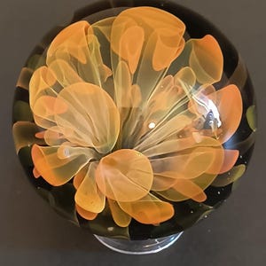 Glass Marble/ Handmade/ Silver and Gold Fumed