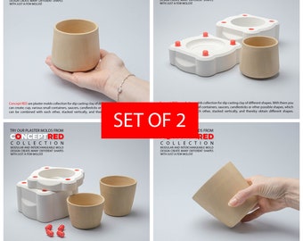 Slip casting plaster mold Set of 2 for cup mug vessel bowl conceptred collection