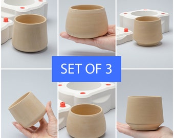 Slip casting plaster mold Set of 3 for cup mug vessel bowl conceptred collection