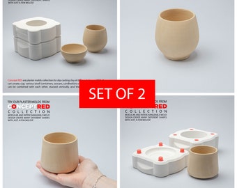 Slip casting plaster mold Set of 2 for cup mug vessel bowl conceptred collection