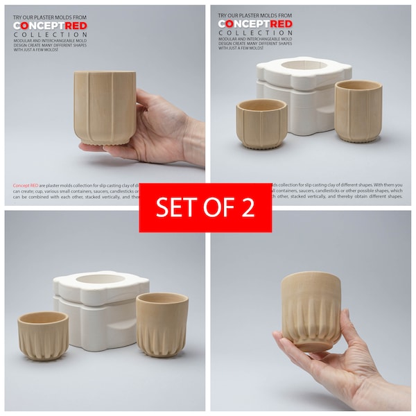 Moule à plâtre coulé Ensemble de 2 pour tasse mug récipient bol conceptred collection
