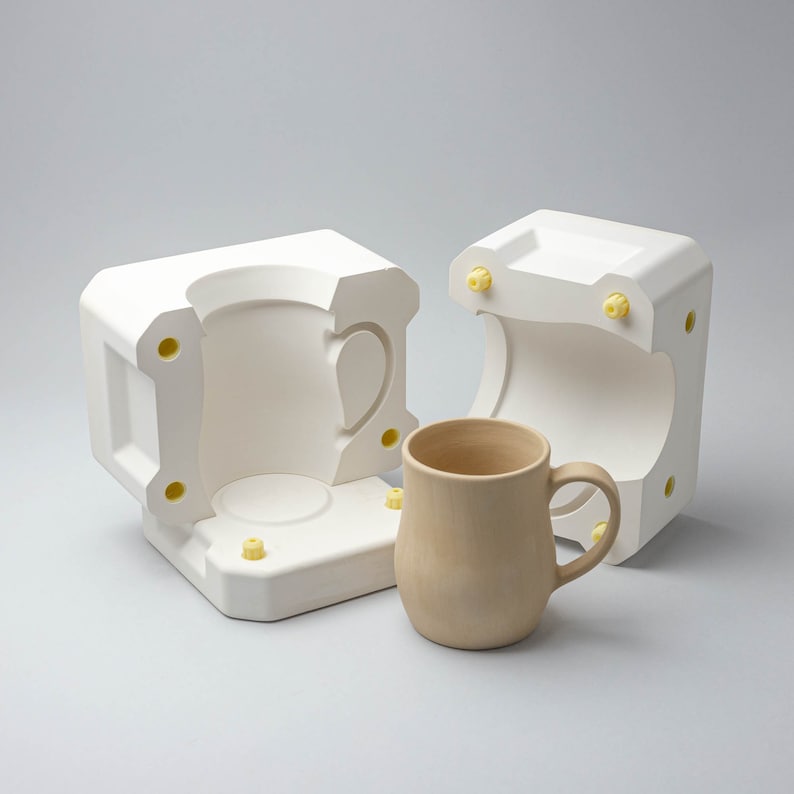 Mug with handle slip casting plaster mold Set of 2 for cup mug with handle image 10