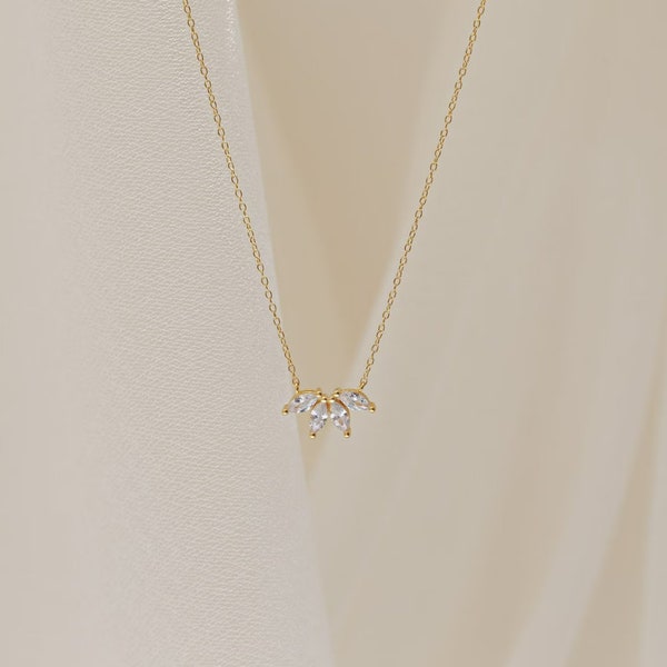 Marquise Diamond Necklace • Flower Petal Diamond Necklace • Flower Necklace • Bridesmaid Gift • Gifts for Her